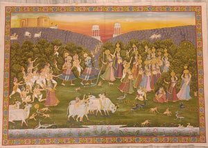 Antique Large 4*6 Radha Krishna Raasleela with Gopis Pichwai Painting