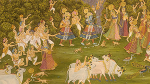 Antique Large 4*6 Radha Krishna Raasleela with Gopis Pichwai Painting