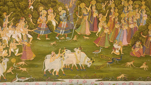 Antique Large 4*6 Radha Krishna Raasleela with Gopis Pichwai Painting