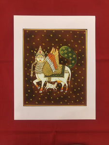 Traditional Indian Kamadenu Holy Cow Fine Pichwai Painting on Paper