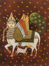 Load image into Gallery viewer, Traditional Indian Kamadenu Holy Cow Fine Pichwai Painting on Paper
