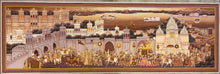 Load image into Gallery viewer, Sunset Rajasthani Royal Wedding Procession Painting by Krishna Mohan Joshi – 6 × 2 ft

