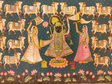 Load image into Gallery viewer, Handmade Lord Shreenathji With Cows Fine Indian 2 * 3 Ft Pichwai Painting
