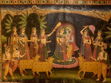 Load image into Gallery viewer, Antique Radha Krishna Raas Leela Pichwai Painting with Cows &amp; Gopis – 3 × 4 Ft
