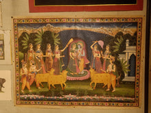 Load image into Gallery viewer, Antique Radha Krishna Raas Leela Pichwai Painting with Cows &amp; Gopis – 3 × 4 Ft
