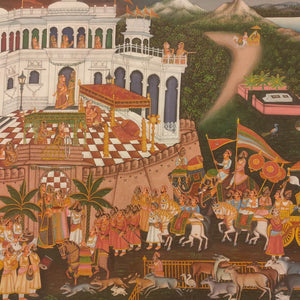 Lord Neminatha Large Krishna Pichwai Procession Painting Miniature Art