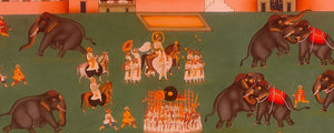 Elephant Fight Luxury Finest Museum Art Work Painted on Wasli Paper