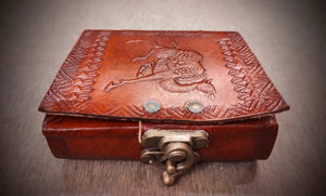 Handmade Camel Embossed Pocket Sized Locked Notebook - Recycled Refillable Unlined Papers - Unisex Leather Gift