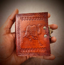 Load image into Gallery viewer, Camel Embossed Leather Bound Journal
