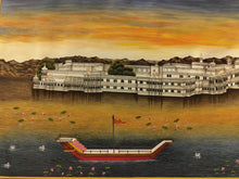 Load image into Gallery viewer, Detailed Lake Palace Udaipur miniature painting artwork
