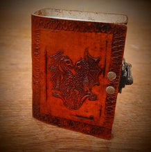 Load image into Gallery viewer, Dragon Embossed Handcrafted Writing Notepad - 200 Thick Unlined Recycled Refillable Paper - Gothic Style Retro Journal
