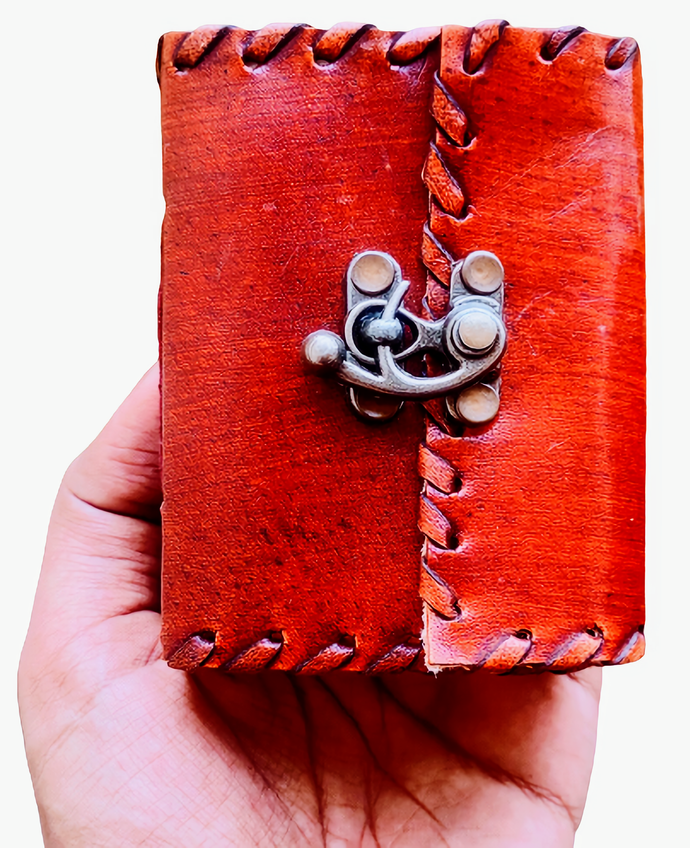 Hand Stitched Leather Journal With Lock