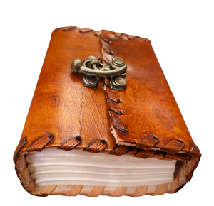Handcrafted Locked Vintage Leather Bound Journal - 100 Unlined Refillable Pages