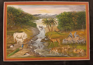 Handmade Jungle Scene Finest Wall Decor Indian Miniature Painting
