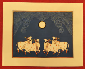 Golden Cows Finest Indian Handmade Pichwai Miniature Painting