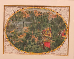 Hand Painted Mughal Hunting Fight Scene Miniature Painting India Artwork - ArtUdaipur