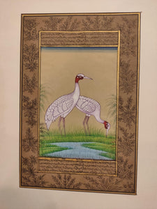 Hand Painted Ostrich Bird Birds Miniature Painting India Artwork Paper Nature - ArtUdaipur