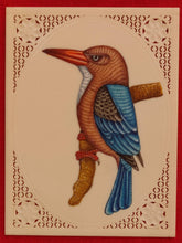 Load image into Gallery viewer, KingFisher Bird Birds Miniature Painting India Art Synthetic Ivory - ArtUdaipur
