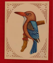 Load image into Gallery viewer, KingFisher Bird Birds Miniature Painting India Art Synthetic Ivory - ArtUdaipur

