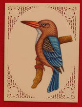 Load image into Gallery viewer, KingFisher Bird Birds Miniature Painting India Art Synthetic Ivory - ArtUdaipur
