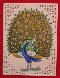 Peacock Bird Birds Miniature Painting India Art Synthetic Ivory - ArtUdaipur