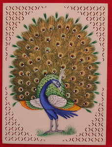 Peacock Bird Birds Miniature Painting India Art Synthetic Ivory - ArtUdaipur