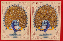 Load image into Gallery viewer, Hand Painted Peacock Pair Bird Birds Miniature Painting India Art - ArtUdaipur
