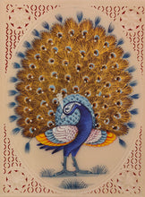 Load image into Gallery viewer, Hand Painted Peacock Pair Bird Birds Miniature Painting India Art - ArtUdaipur
