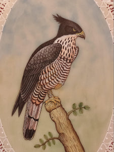 Beautiful Eagle Bird on Synthetic Ivory Hand Painted Painting Art - ArtUdaipur