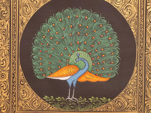 Load image into Gallery viewer, Peacock Bird Birds Miniature Painting India Art Nature on Silk - ArtUdaipur

