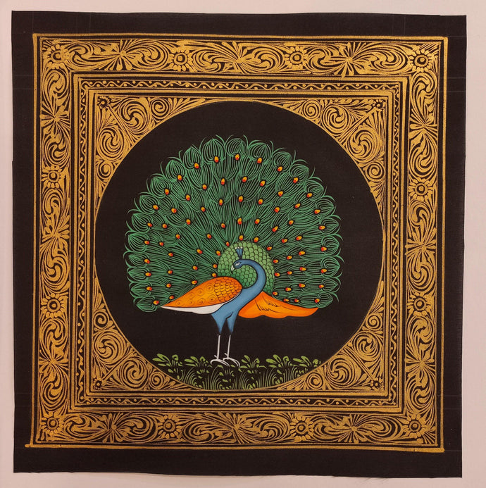 Peacock Bird Silk Collection Art