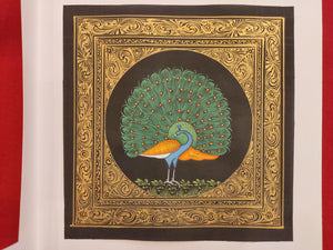 Peacock Bird Birds Miniature Painting India Art Nature on Silk - ArtUdaipur