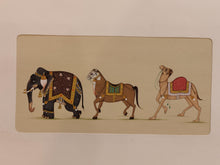 Load image into Gallery viewer, Hand Painted Elephant Horse Camel Procession Miniature Painting India Art Paper - ArtUdaipur
