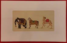 Load image into Gallery viewer, Hand Painted Elephant Horse Camel Procession Miniature Painting India Art Paper - ArtUdaipur

