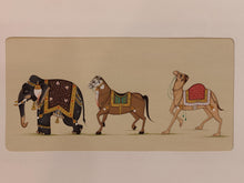 Load image into Gallery viewer, Hand Painted Elephant Horse Camel Procession Miniature Painting India Art Paper - ArtUdaipur
