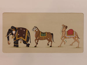 Hand Painted Elephant Horse Camel Procession Miniature Painting India Art Paper - ArtUdaipur