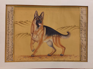 Hand Painted Courage Dog Loyal Miniature Painting India Art Paper WildLife - ArtUdaipur