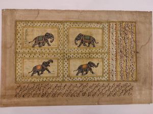 Hand Painted Elephant Animal Miniature Painting India Art on Old Paper WildLife - ArtUdaipur