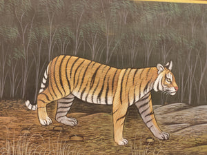 Hand Painted Tiger Animal Miniature Painting India Art Nature Paper WildLife - ArtUdaipur