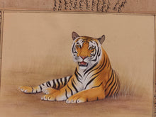 Load image into Gallery viewer, Hand Painted Tiger Animal Miniature Painting India Art Nature on Old Paper - ArtUdaipur
