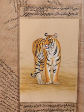 Load image into Gallery viewer, Hand Painted Tiger Animal Miniature Painting India Art WildLife on Old Paper - ArtUdaipur
