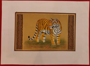 Hand Painted Tiger Animal Miniature Painting India Art Nature Paper WildLife - ArtUdaipur