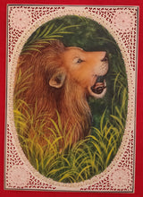 Load image into Gallery viewer, Hand Painted Lion Animal Miniature Painting India Art on Synthetic Ivory Faux - ArtUdaipur
