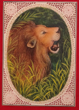 Load image into Gallery viewer, Hand Painted Lion Animal Miniature Painting India Art on Synthetic Ivory Faux - ArtUdaipur
