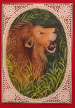 Load image into Gallery viewer, Hand Painted Lion Animal Miniature Painting India Art on Synthetic Ivory Faux - ArtUdaipur
