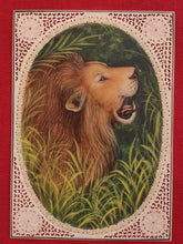 Load image into Gallery viewer, Hand Painted Lion Animal Miniature Painting India Art on Synthetic Ivory Faux - ArtUdaipur
