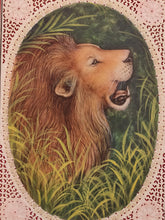 Load image into Gallery viewer, Hand Painted Lion Animal Miniature Painting India Art on Synthetic Ivory Faux - ArtUdaipur
