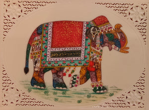 Hand Painted Elephant Pair Animal Miniature Painting India Art WildLife - ArtUdaipur