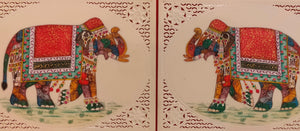 Hand Painted Elephant Pair Animal Miniature Painting India Art WildLife - ArtUdaipur
