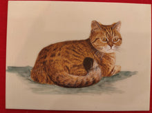 Load image into Gallery viewer, Hand Painted Cat Animal Miniature Painting India Art on Synthetic Ivory Faux - ArtUdaipur
